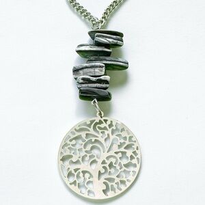 🆕 Tree of Life with Large Black Obsidian Gemstones-Stainless Steel